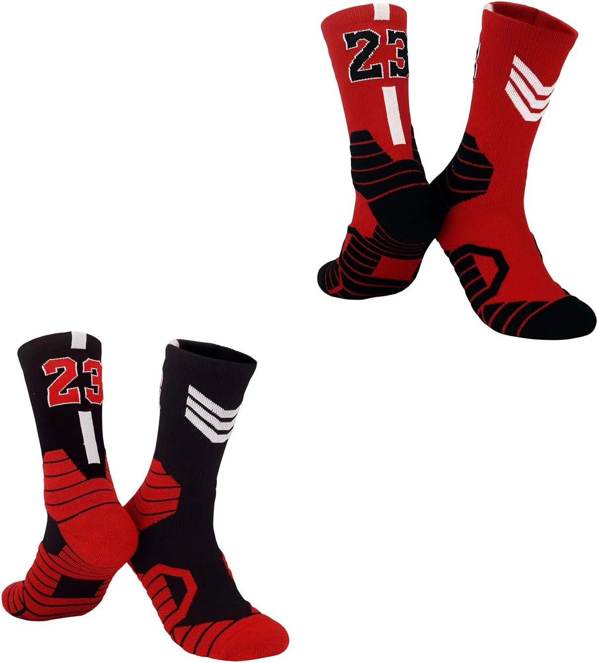 2 Pairs Baseketball Players Athletic Socks Basketball Crew Socks Cotton Moisture Wicking Socks for Men Kids Women Gift