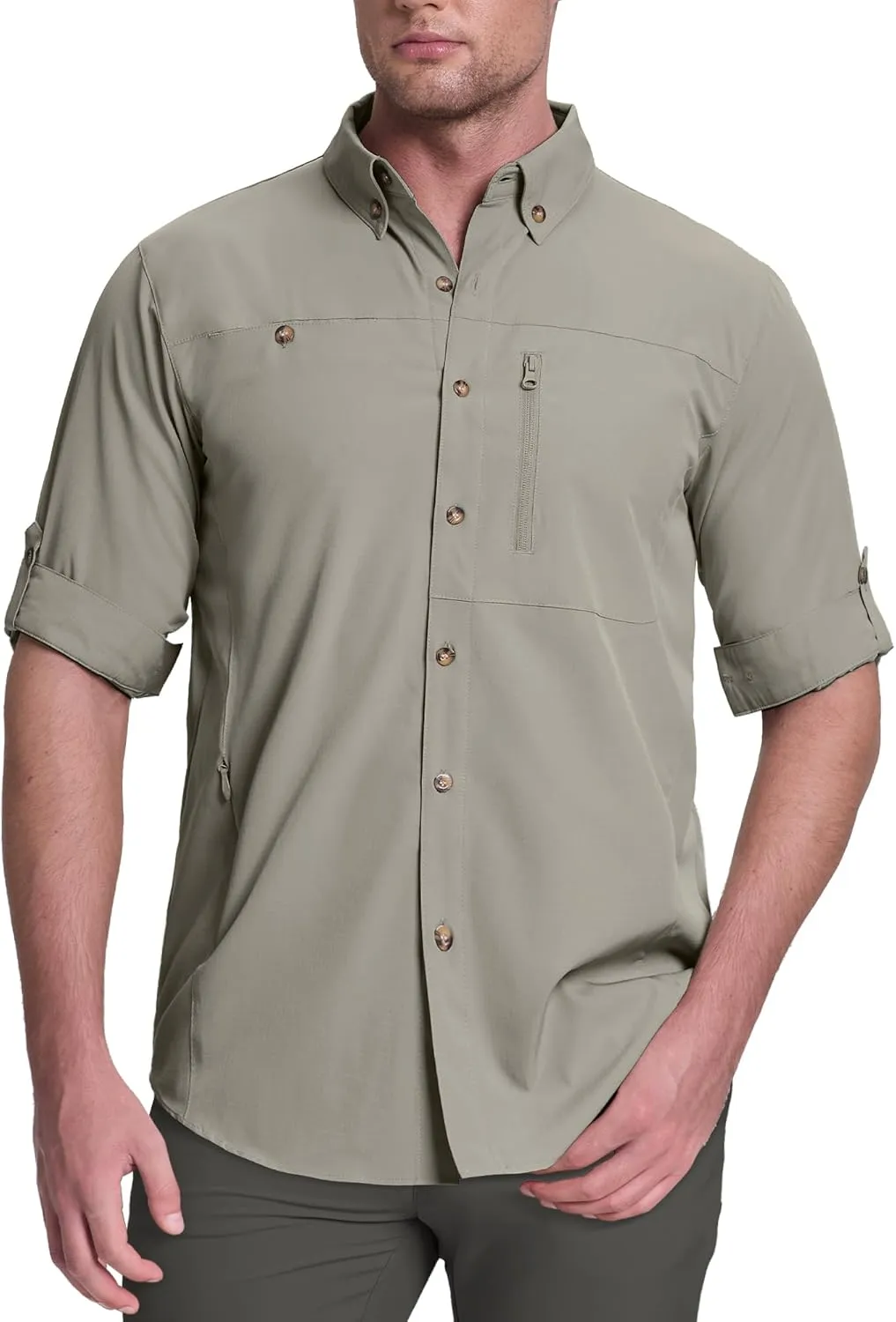 33,000ft Men's UPF 50  UV Protection Long Sleeve Hiking Shirts Breathable Quick Dry Fishing Shirts for Safari, Outdoor