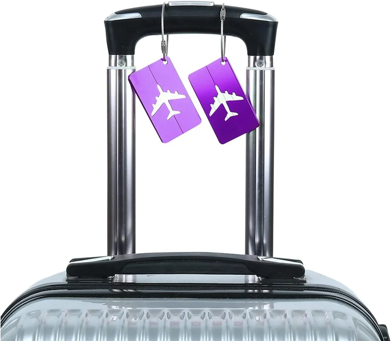 4 Pack Luggage Straps - Adjustable Suitcase Belts 46"-78.8", Heavy Duty Travel Packing Straps with 2 Luggage Tags with Name ID Card, Quick-Release Buckle (Purple)