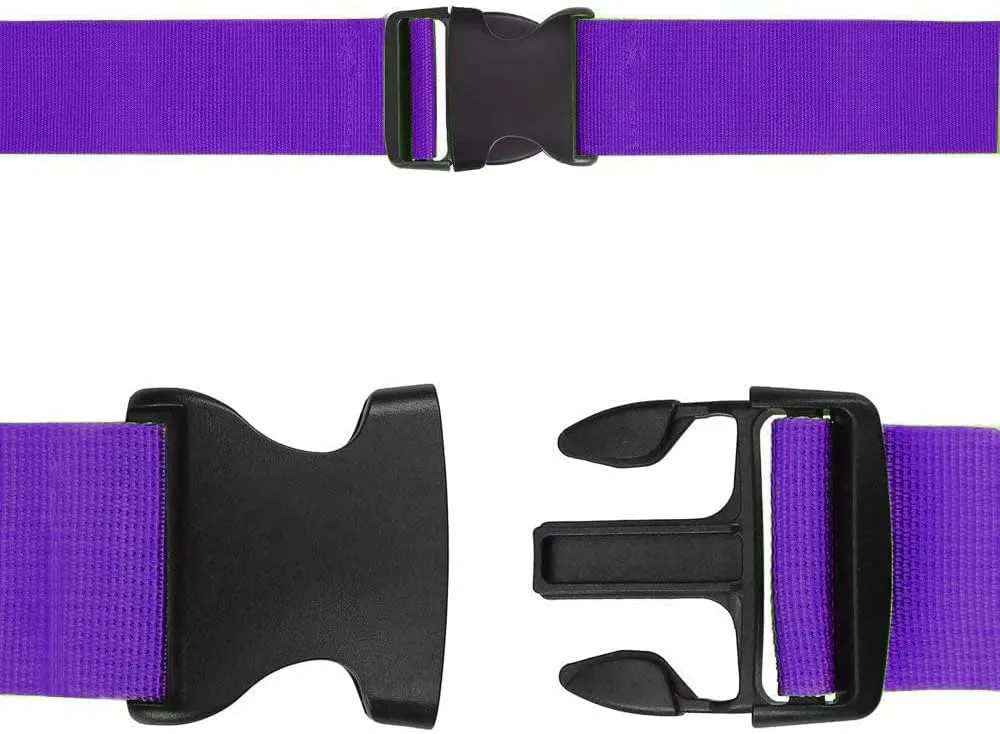 4 Pack Luggage Straps - Adjustable Suitcase Belts 46"-78.8", Heavy Duty Travel Packing Straps with 2 Luggage Tags with Name ID Card, Quick-Release Buckle (Purple)