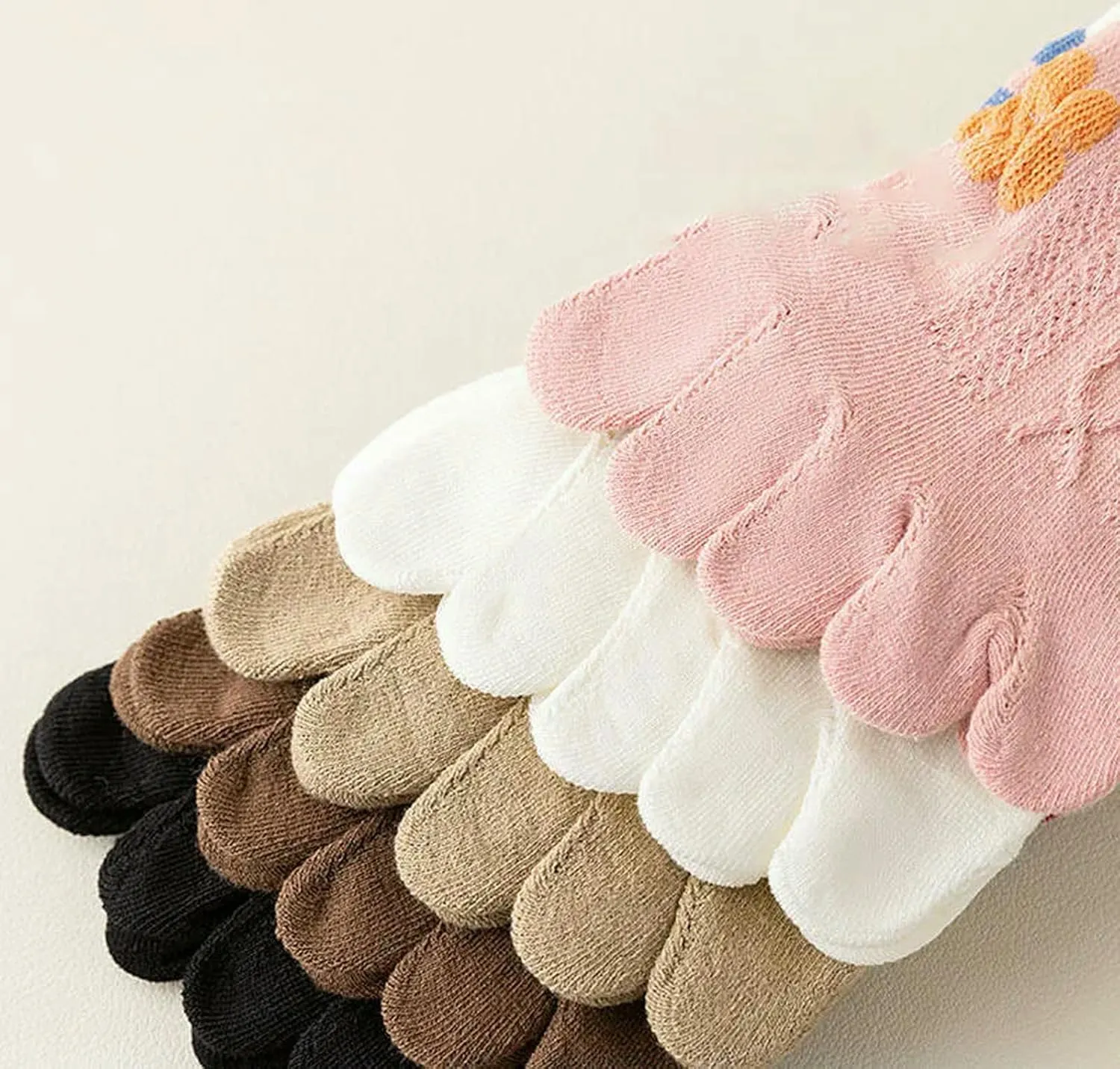5 Pair Women'S Thin Mid Tube Socks Breathable Sweat-Absorbing 5 Toes Split Toe Socks