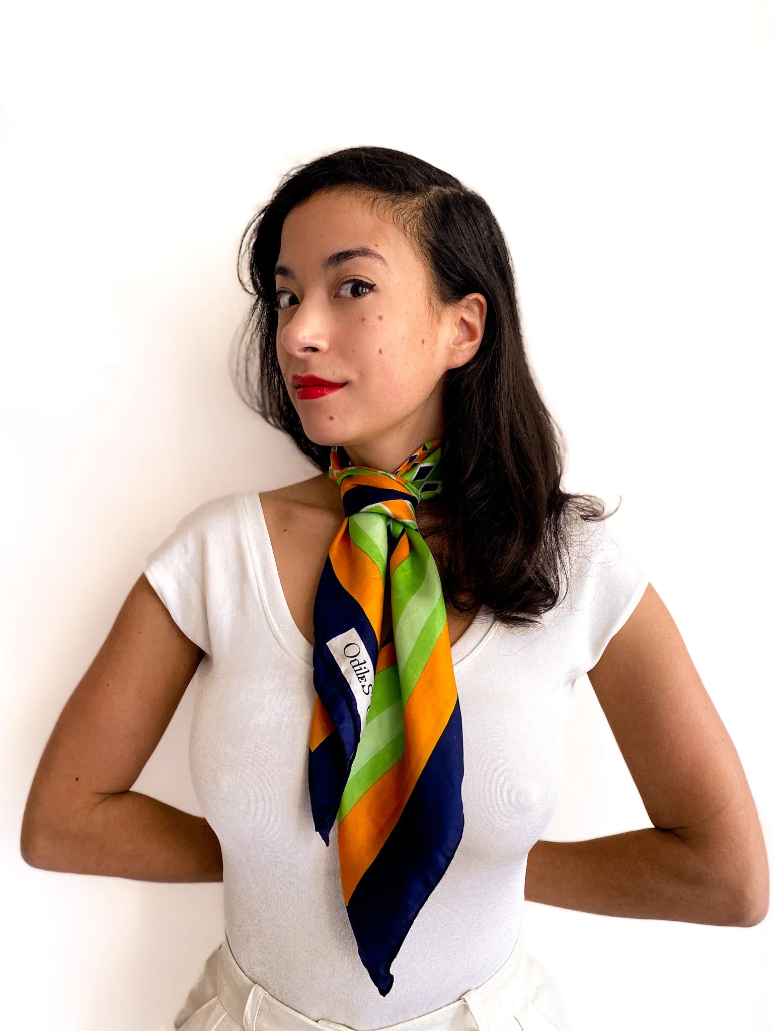 70s/80s vintage thin silk retro scarf 💌 FREE SHIPPING