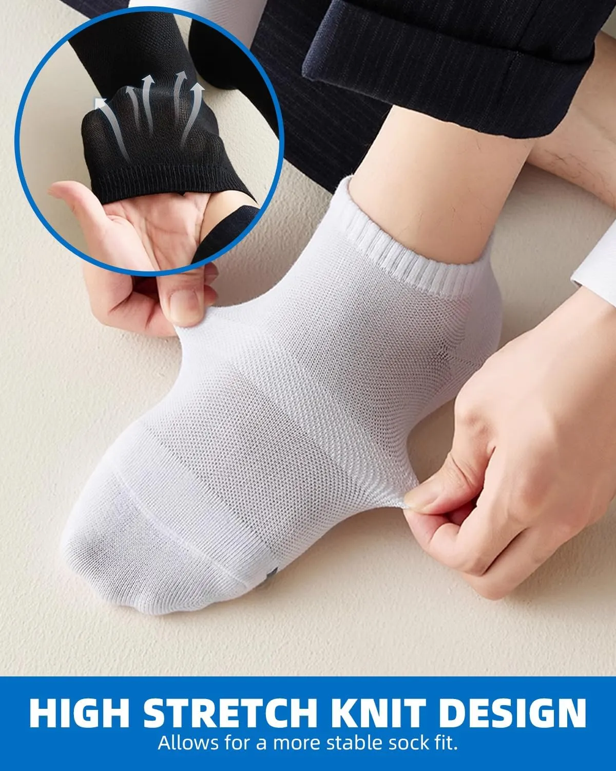7Pack Men’s Athletic Ankle No Show Mid-Crew Socks Moisture-Wicking Cushion Sport Running