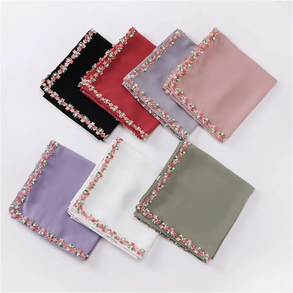 90 * 90cm Floral Chain Chiffon Hijab Shawls Wrap Beach Ramadan Islamic Muslim Scarfs