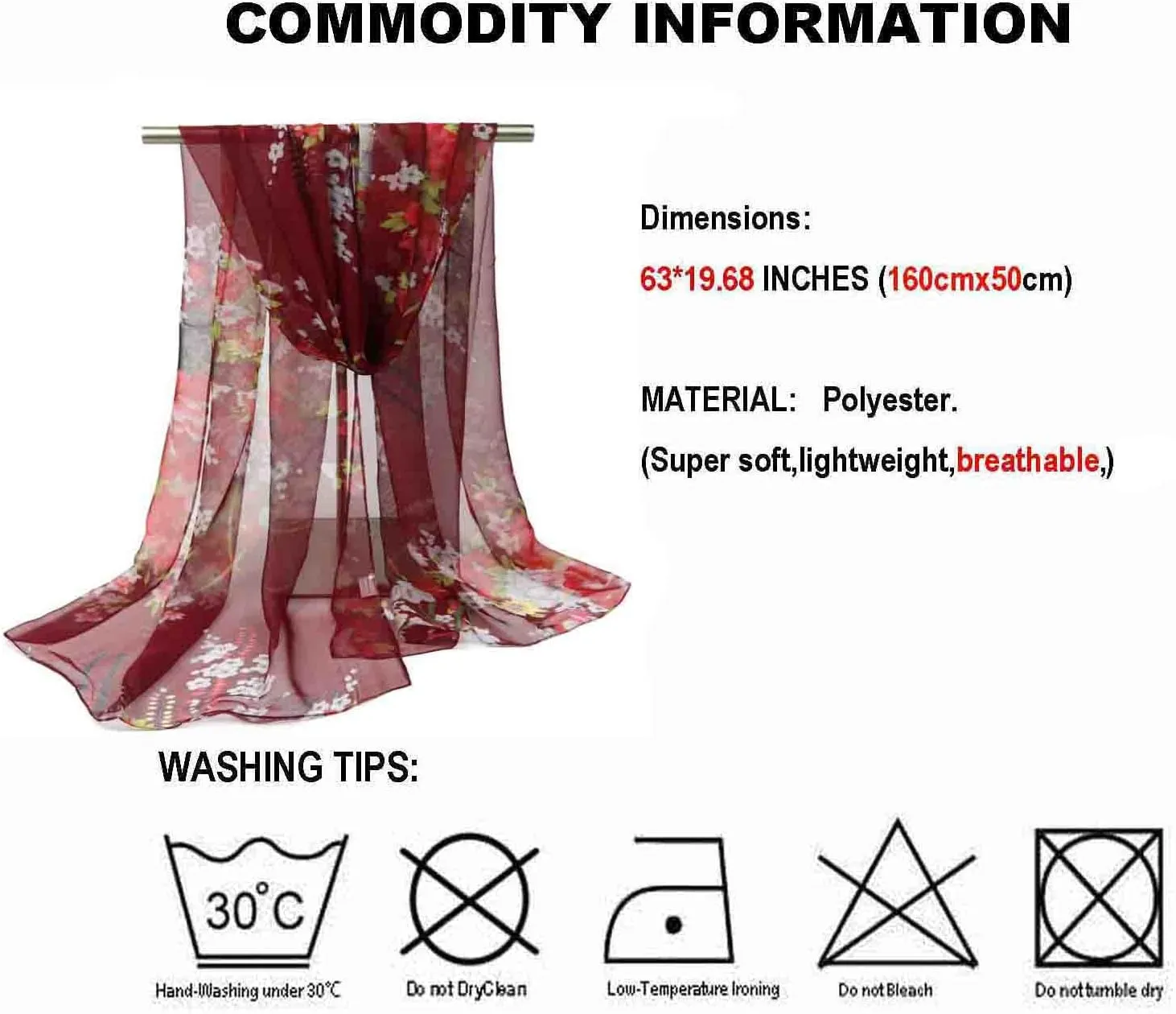 Acotavie Scarfs for Women Lightweight Fashion Scarves Print Floral Pattern Scarf Shawl Wraps