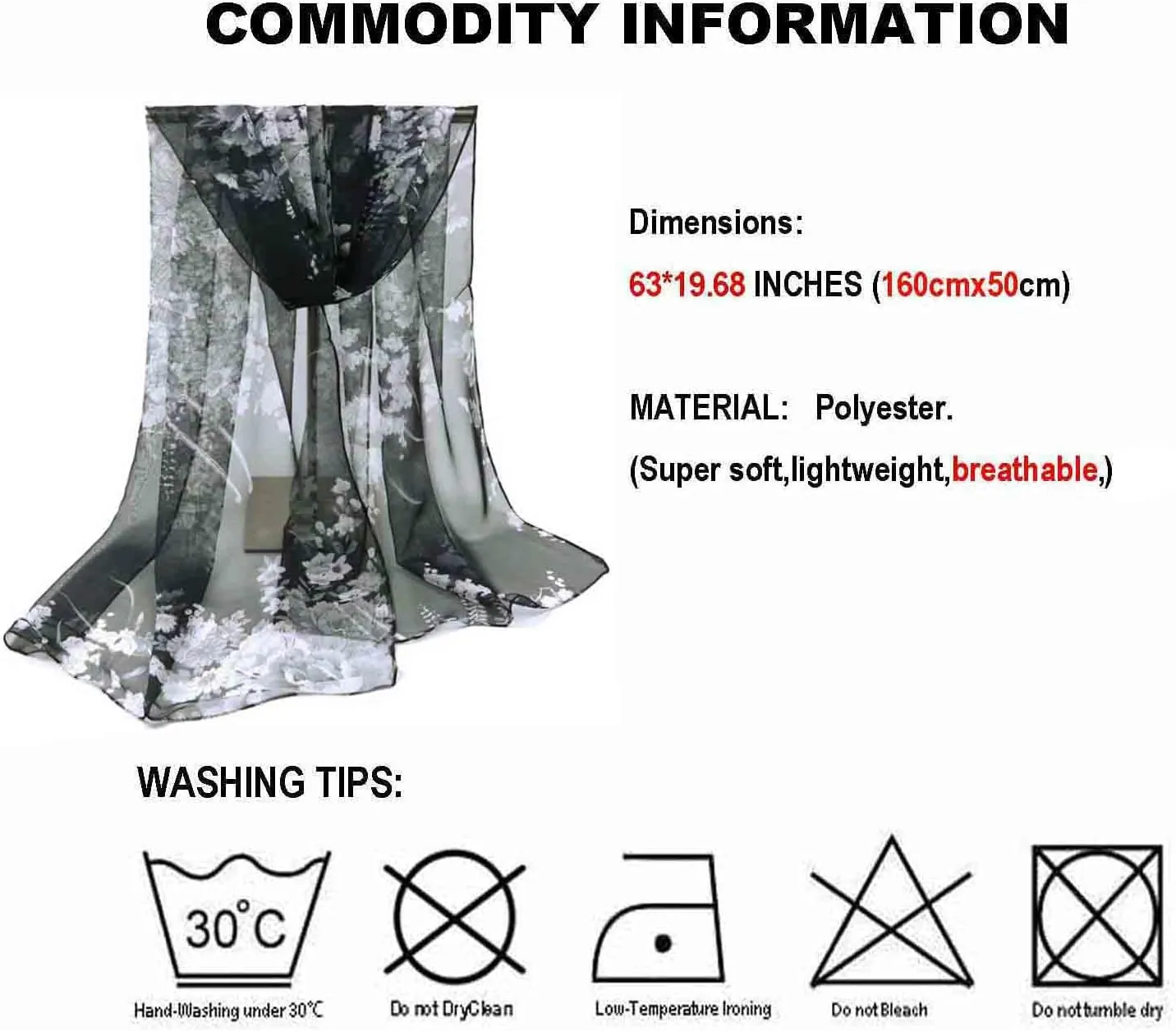 Acotavie Scarfs for Women Lightweight Fashion Scarves Print Floral Pattern Scarf Shawl Wraps