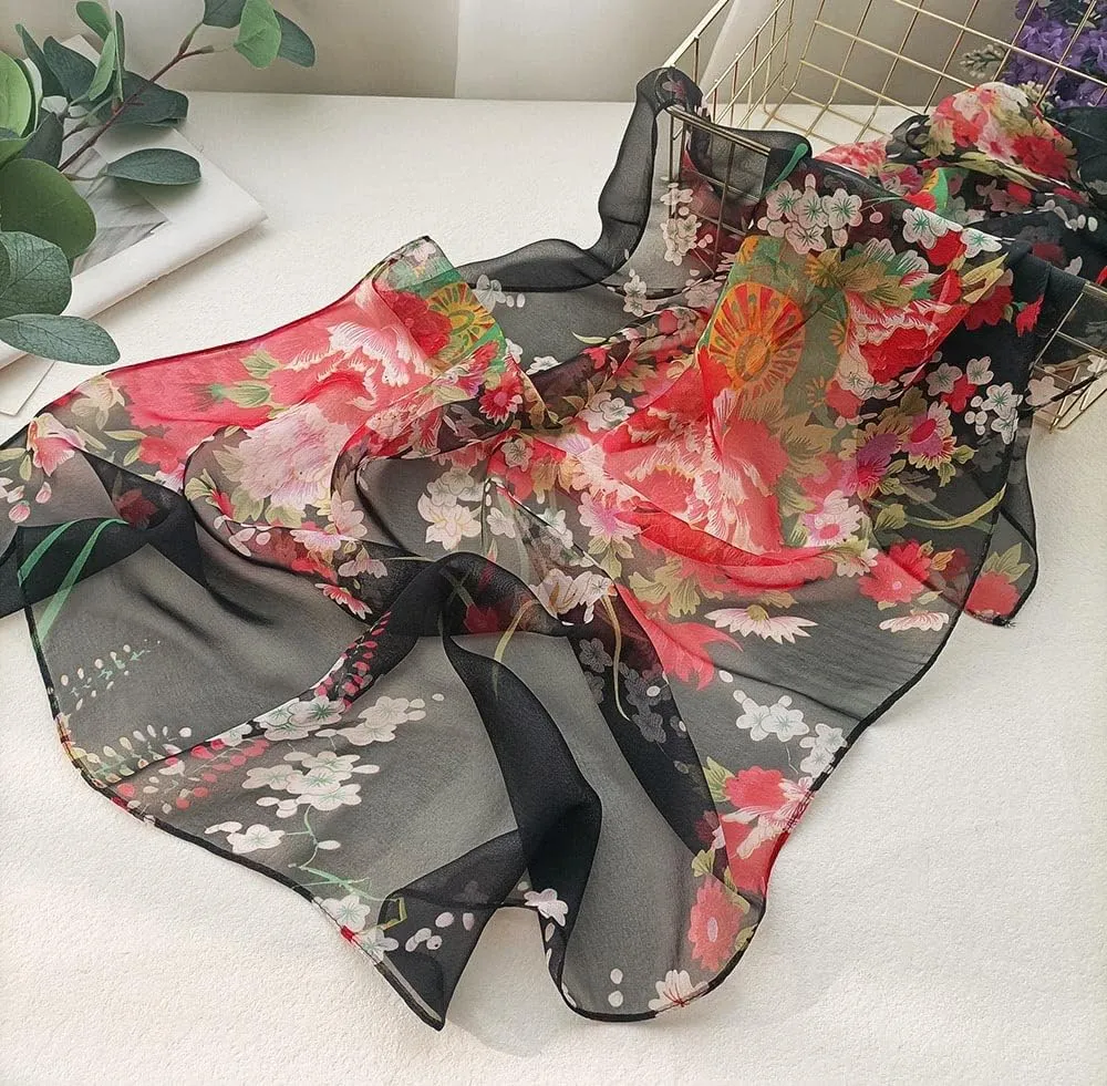 Acotavie Scarfs for Women Lightweight Fashion Scarves Print Floral Pattern Scarf Shawl Wraps