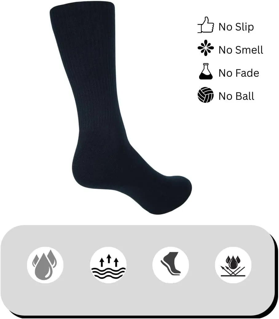 AJ DEZINES 3 Pack Mens Crew Socks Cushioned Athletic Sports Workout Moisture Wicking Socks