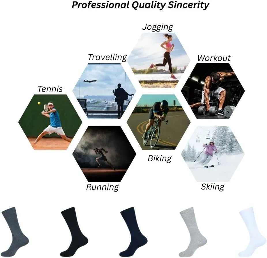 AJ DEZINES 3 Pack Mens Crew Socks Cushioned Athletic Sports Workout Moisture Wicking Socks