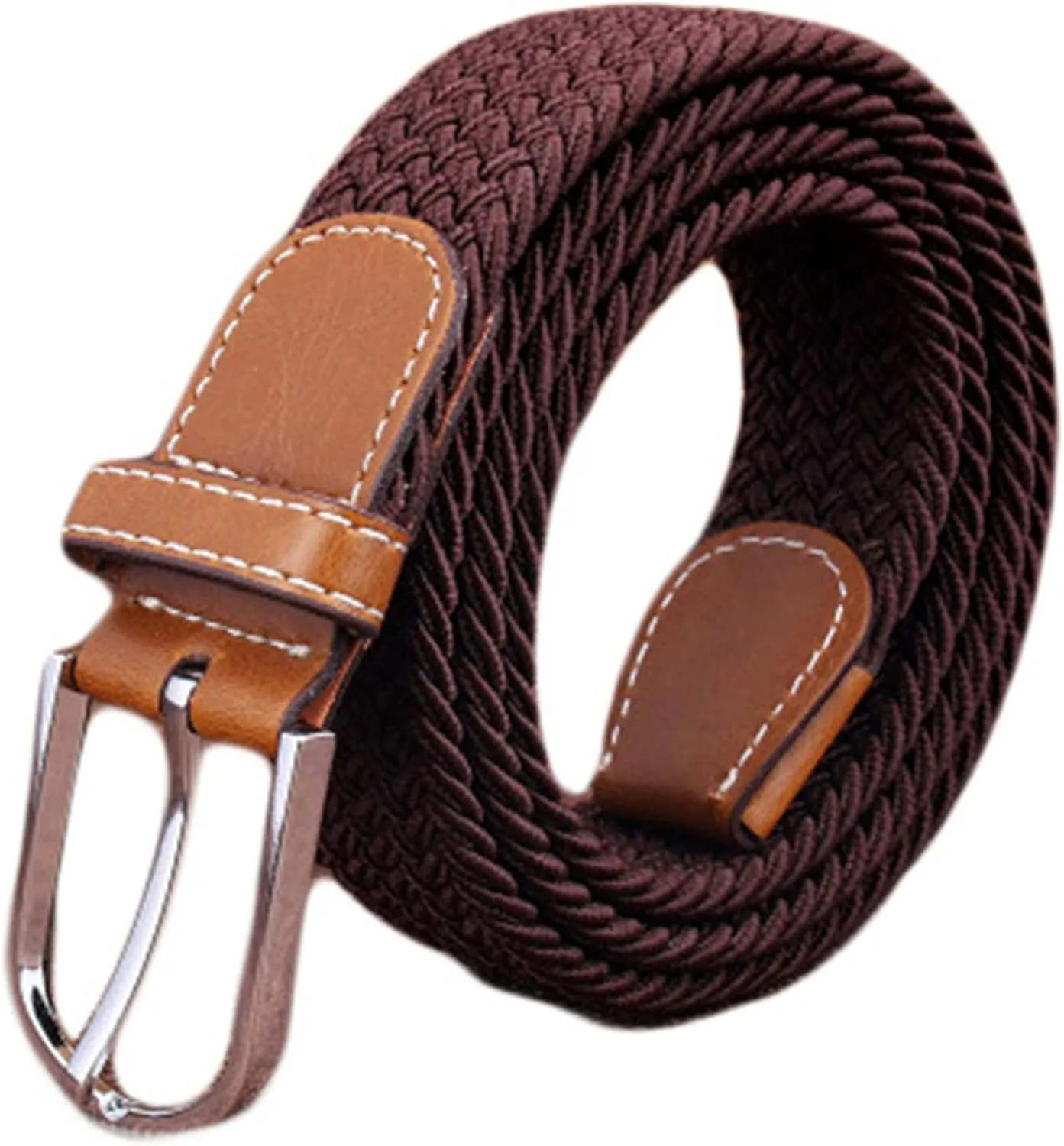 Andongnywell Men's Women's Braided Elastic Belt Casual Weave Canvas Fabric Woven Stretch Belt Waist Cinch Waistband