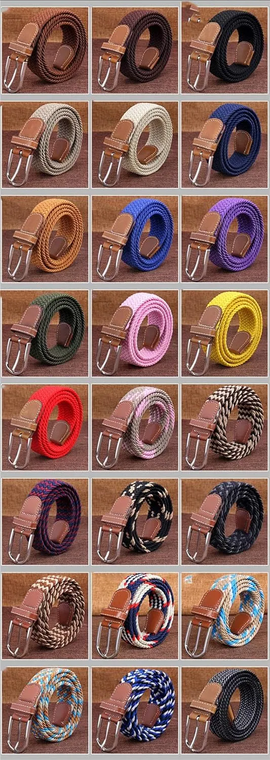 Andongnywell Men's Women's Elastic Fabric Woven Stretch Belts Web Braided Belt Waistband Waist Strap Waist Cinch