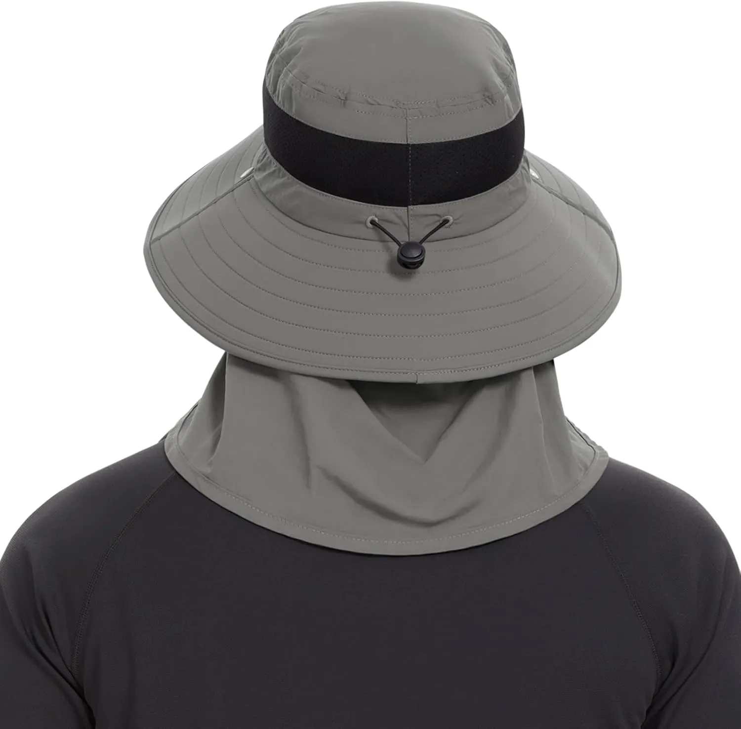 BASSDASH UPF 50  Breathable Sun Hat with Removable Face Cover and Neck Flap Wide Brim Bucket Hat for Fishing Hiking Men Women