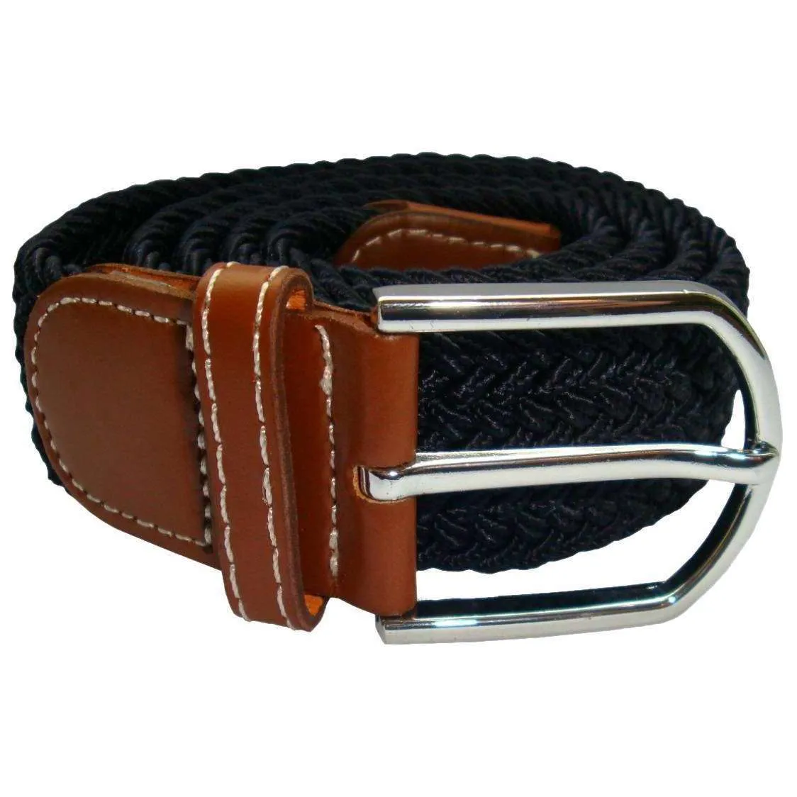 Bassin and Brown Plain Elasticated Woven Belt - Navy