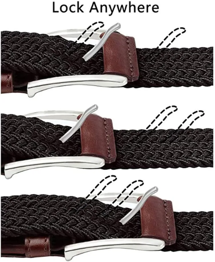 Belt for Men Women Stretch Braided Web Belt Elastic for Casual Pants Jeans,1 3/8"