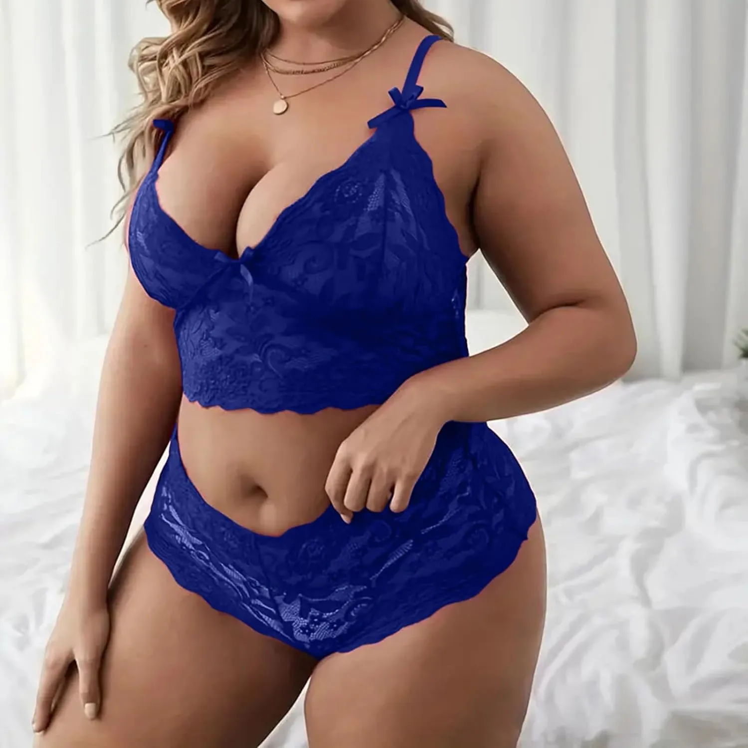 Bodysuit Outfits Teddy Erotic Sexy Lace Halter Bralette High Waist Panty Set Plus Size Lingerie Woman