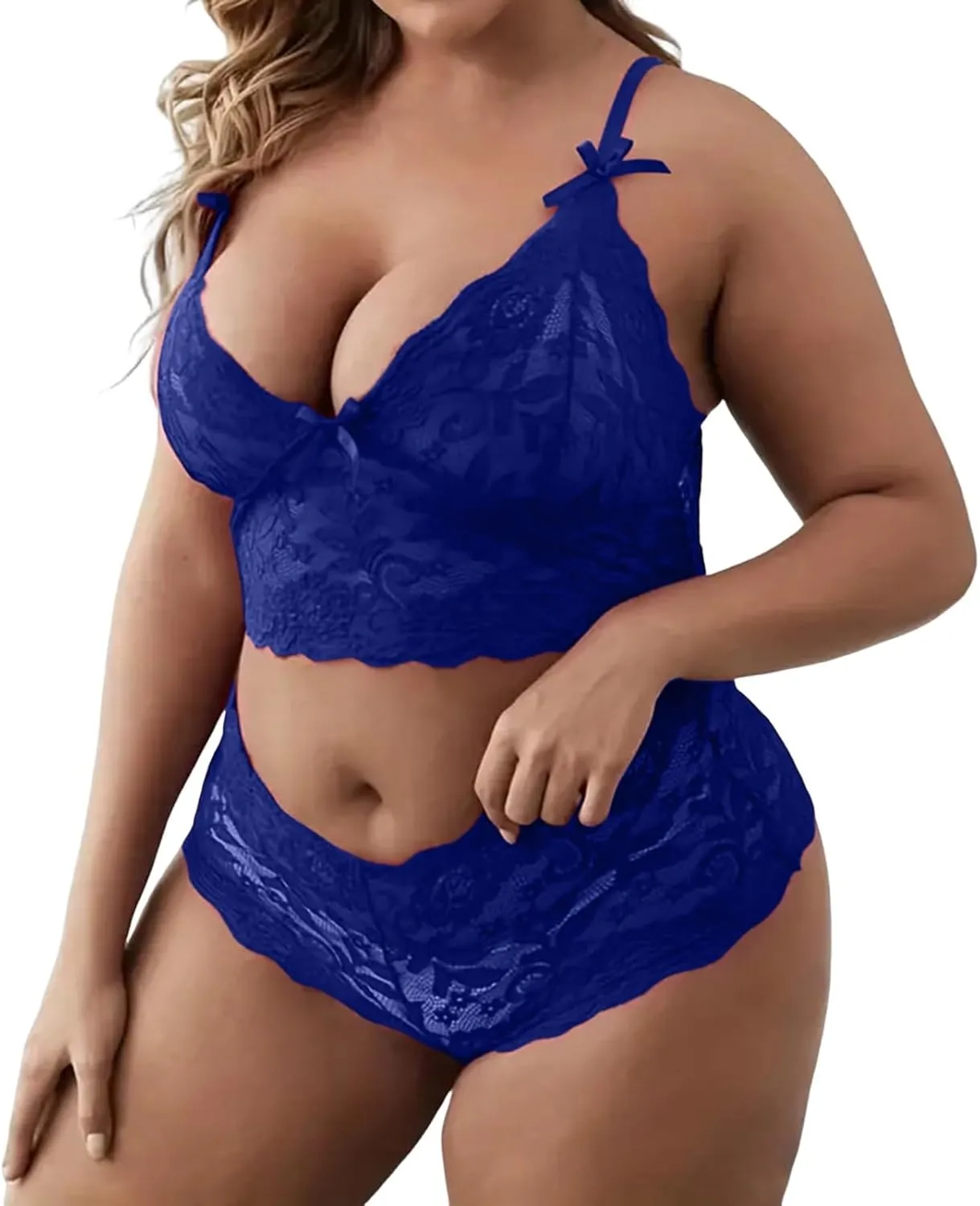 Bodysuit Outfits Teddy Erotic Sexy Lace Halter Bralette High Waist Panty Set Plus Size Lingerie Woman