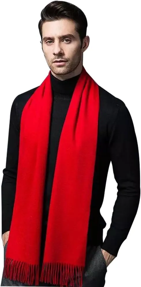 Cashmere & Wool Scarf Solid Color Thin Lightweight Scarf for Men and Women in Cold Weather with Gift Box