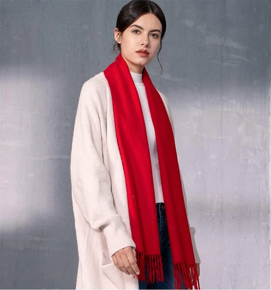 Cashmere & Wool Scarf Solid Color Thin Lightweight Scarf for Men and Women in Cold Weather with Gift Box