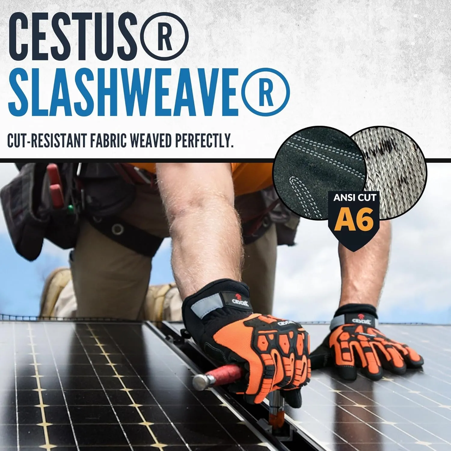 Cestus Handmax Pro, Heavy Duty Work Gloves, ANSI A6 Cut Resistant Impact Gloves for Construction, Demolition, and Operators