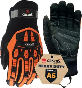 Cestus Handmax Pro, Heavy Duty Work Gloves, ANSI A6 Cut Resistant Impact Gloves for Construction, Demolition, and Operators