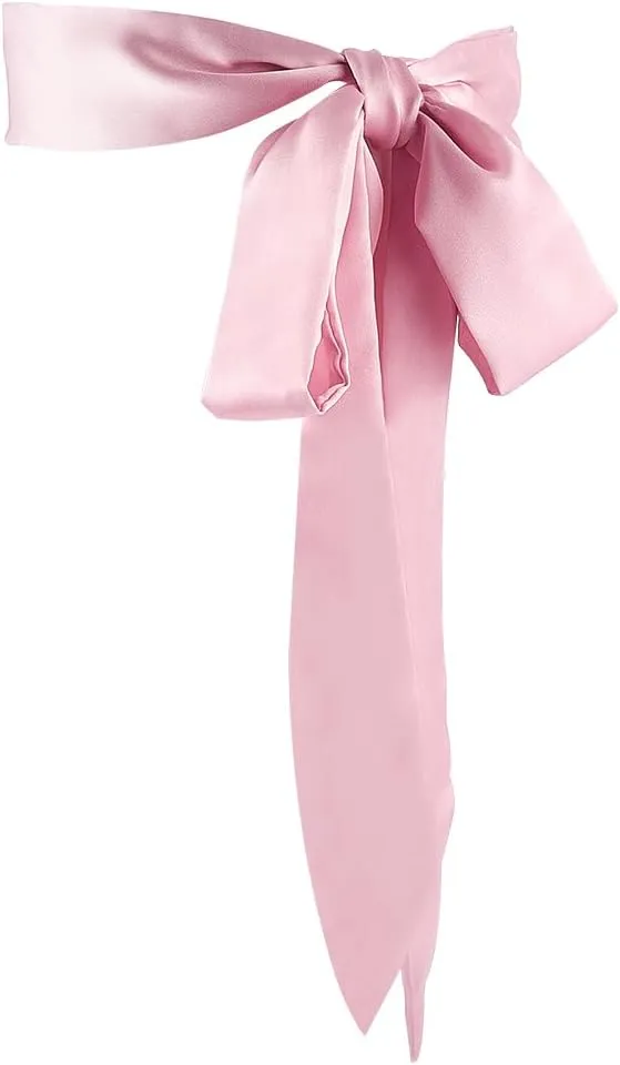 CRASPIRE 75x2in Sash Stain Waist Belts for Dress Long Thin Chiffon Silk Tie Bow Belt Pink Scarf Scarves Skinny Neck Tie Ribbon Neckerchief for Formal Bridal Wedding Women Girls Gown Party Clothes