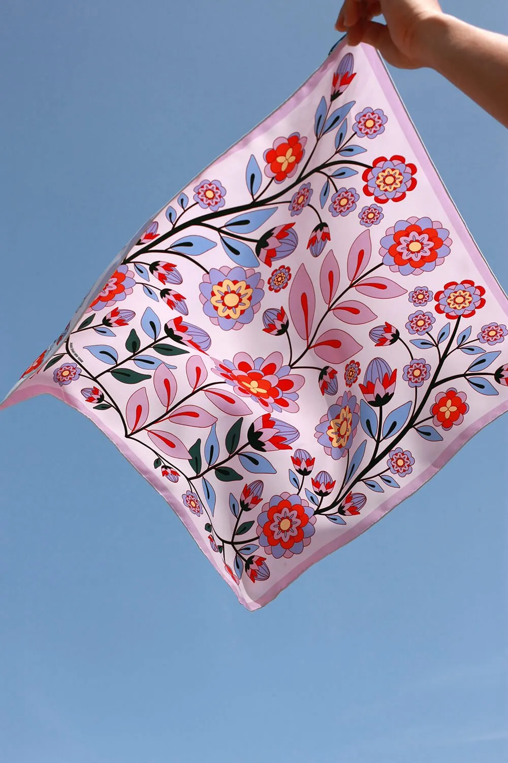 Double Sided Silk Scarf Of Pink Garden