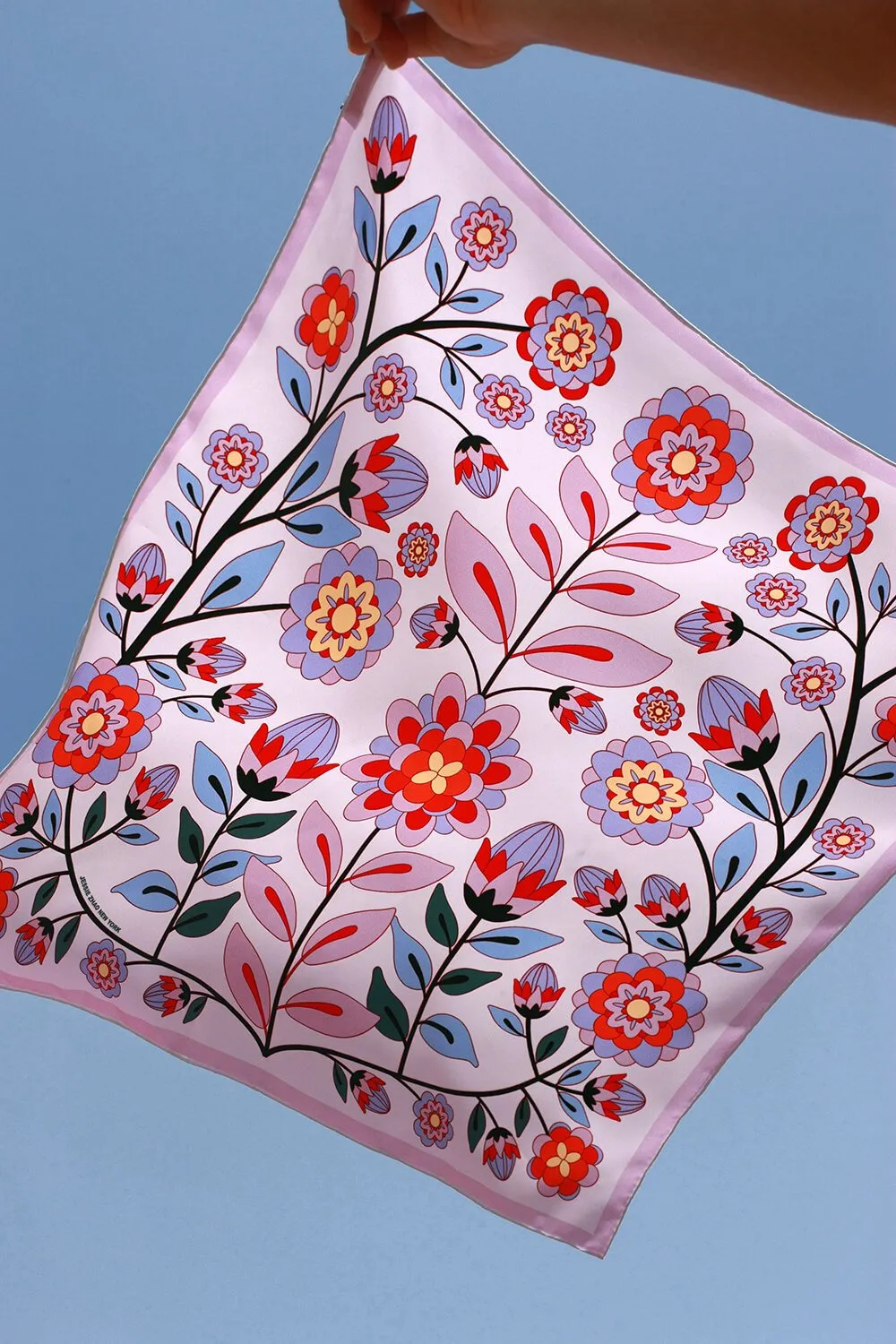 Double Sided Silk Scarf Of Pink Garden