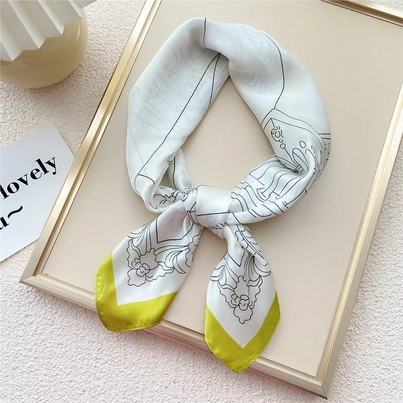 Fashion Small Thin Square Towel Silk Scarf Hair Band For Women 70*70