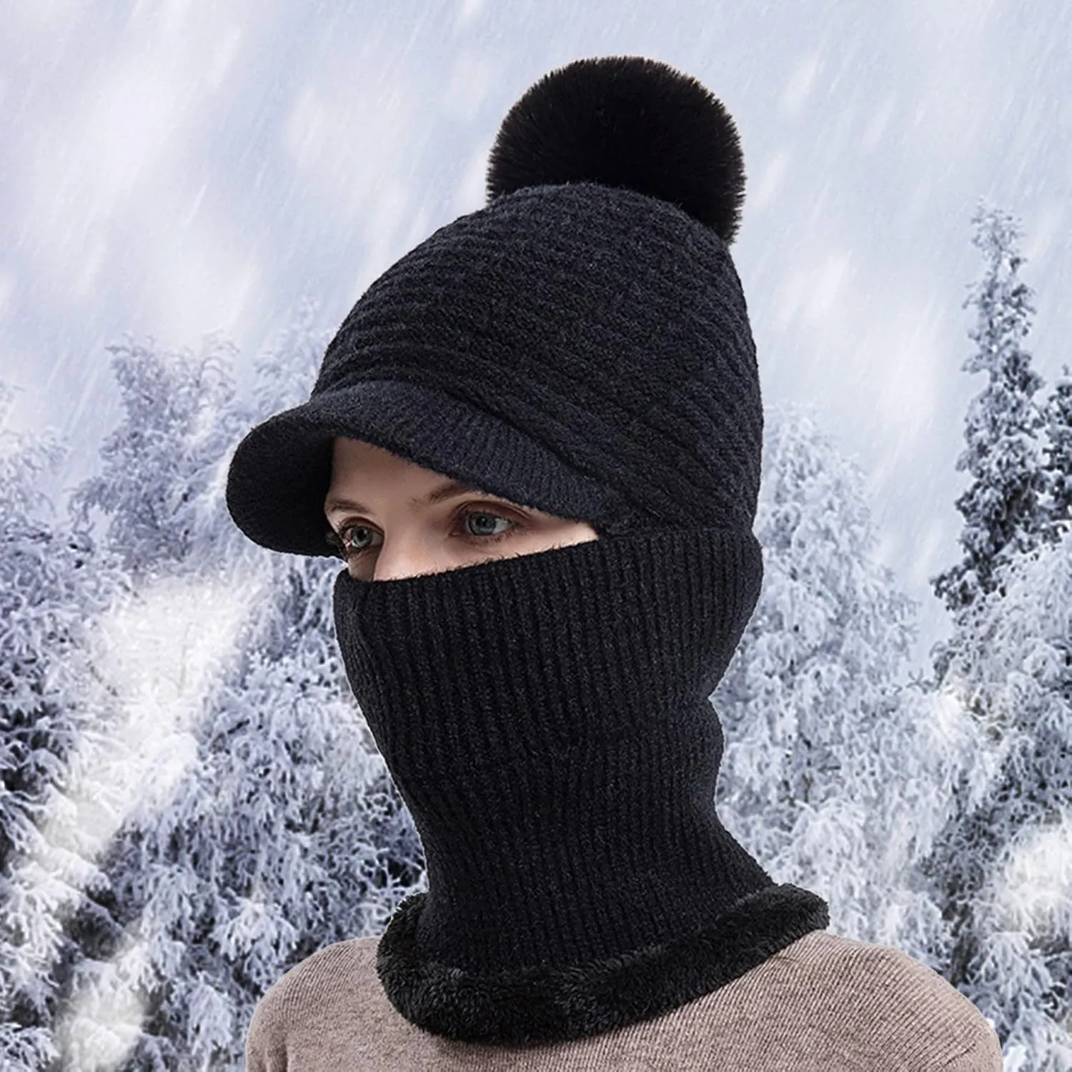 Fashion Winter Warm Set Winter Hats Scarf for Women Men Winter Warm Thick Knit Hat Scarf Set Fleece Caps Neck Scarves