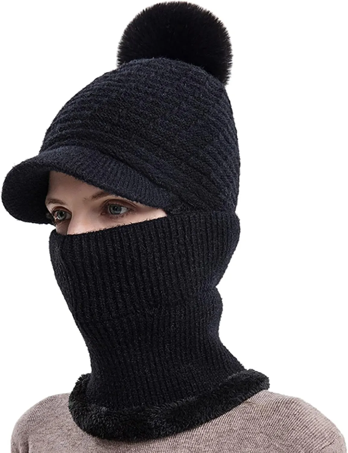 Fashion Winter Warm Set Winter Hats Scarf for Women Men Winter Warm Thick Knit Hat Scarf Set Fleece Caps Neck Scarves