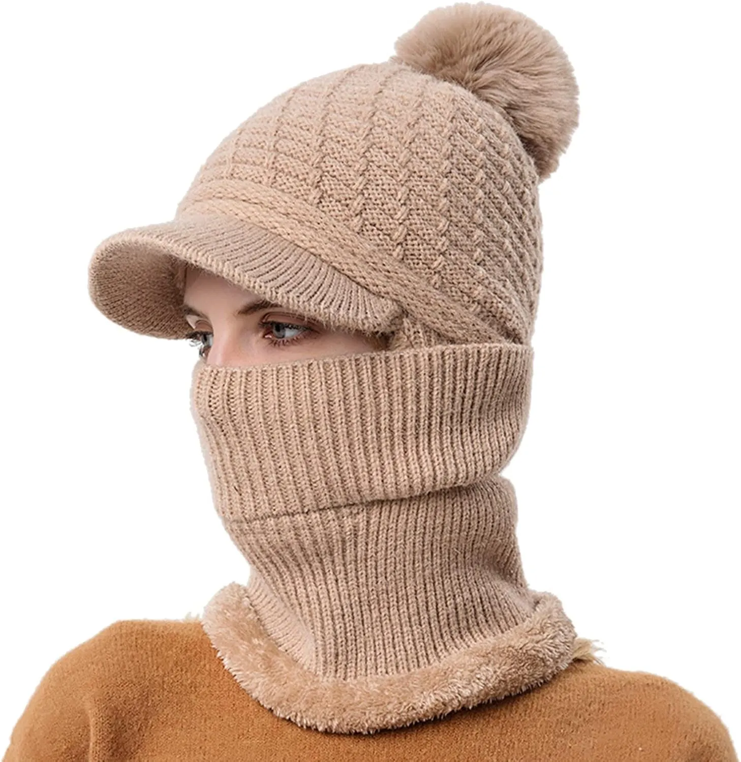 Fashion Winter Warm Set Winter Hats Scarf for Women Men Winter Warm Thick Knit Hat Scarf Set Fleece Caps Neck Scarves
