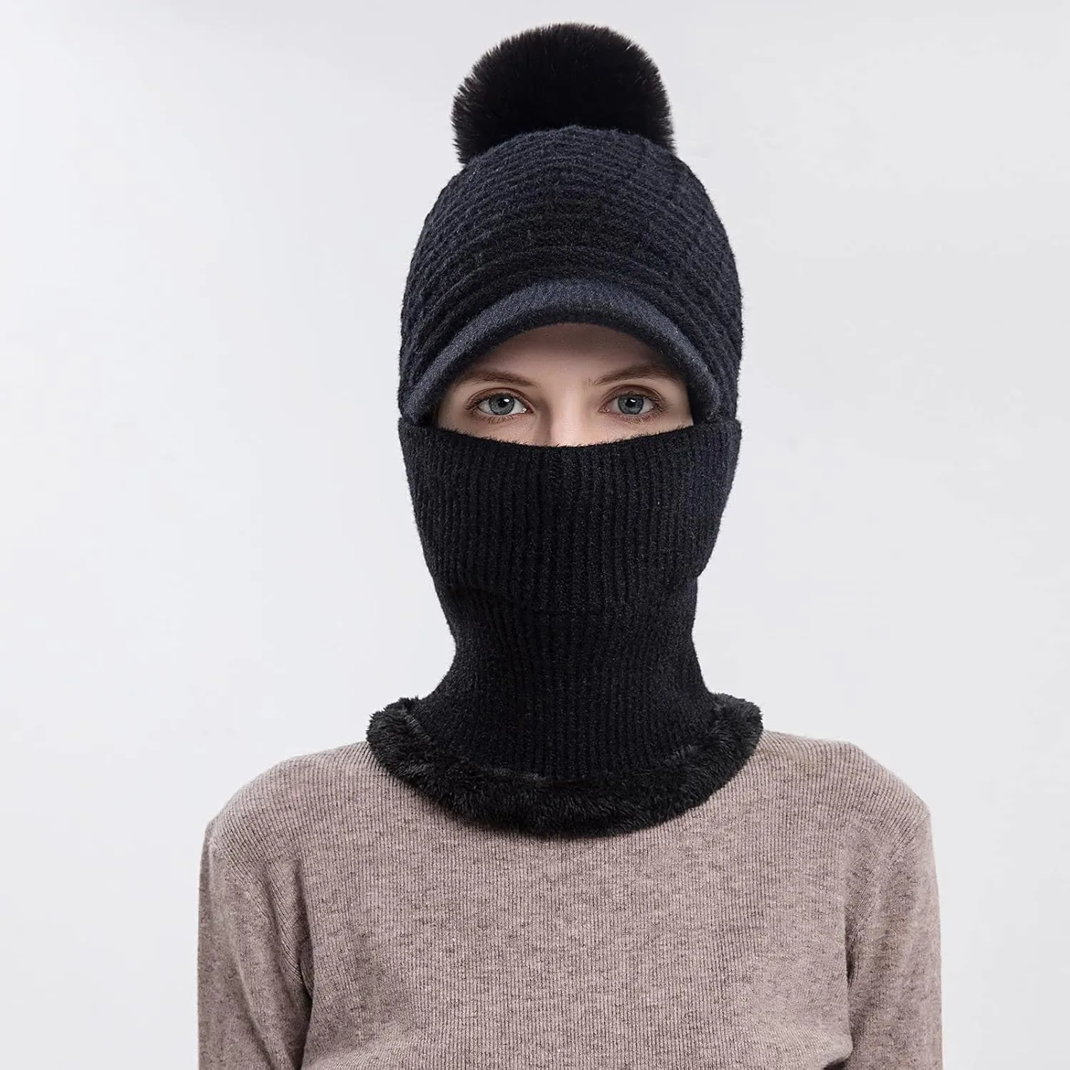 Fashion Winter Warm Set Winter Hats Scarf for Women Men Winter Warm Thick Knit Hat Scarf Set Fleece Caps Neck Scarves