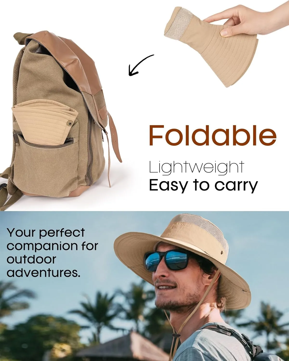 FURTALK Sun Hats for Men Women Fishing Hat UPF 80  Breathable Wide Brim Hiking Summer UV Protection Bucket Hats
