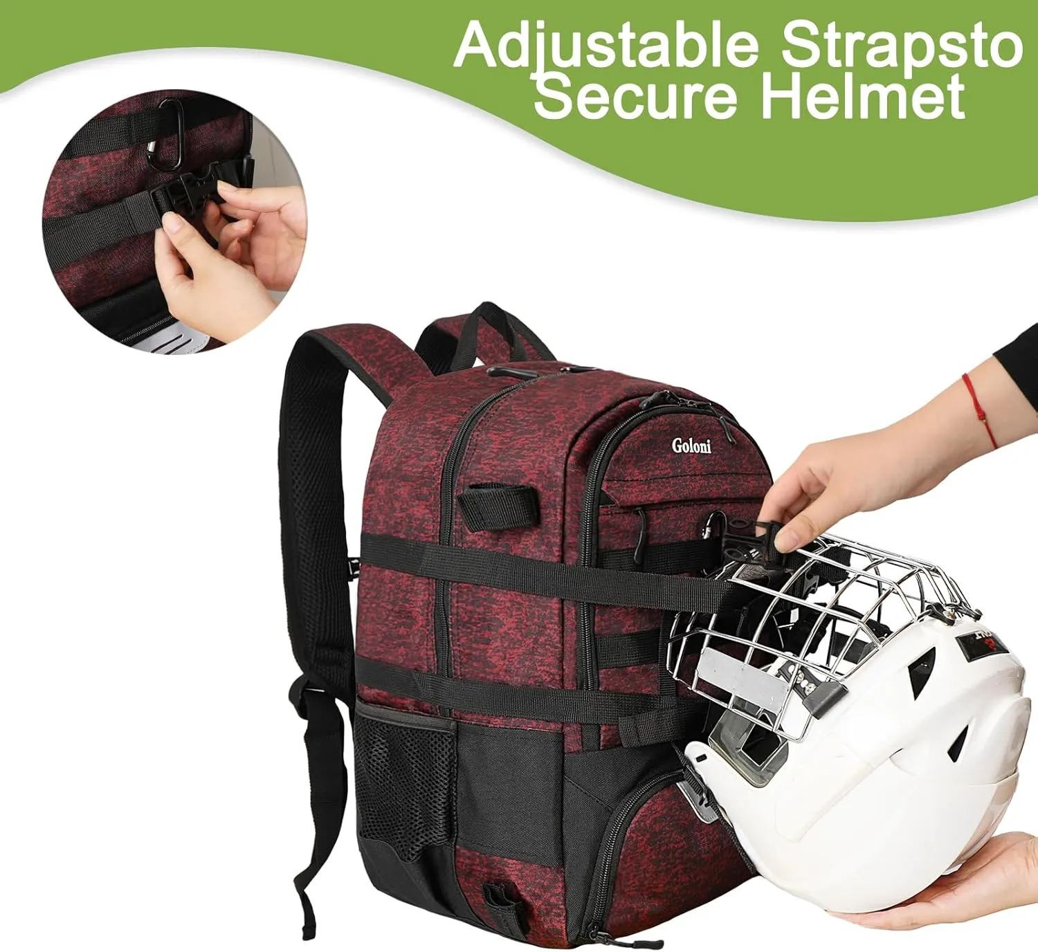 Goloni Lacrosse Equipment Backpack with Two Sticks holder and Separate Cleats Compartment Field Hockey Bag