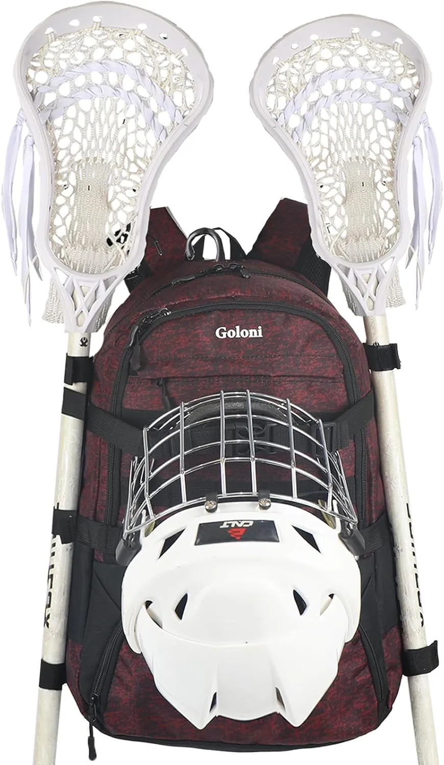 Goloni Lacrosse Equipment Backpack with Two Sticks holder and Separate Cleats Compartment Field Hockey Bag
