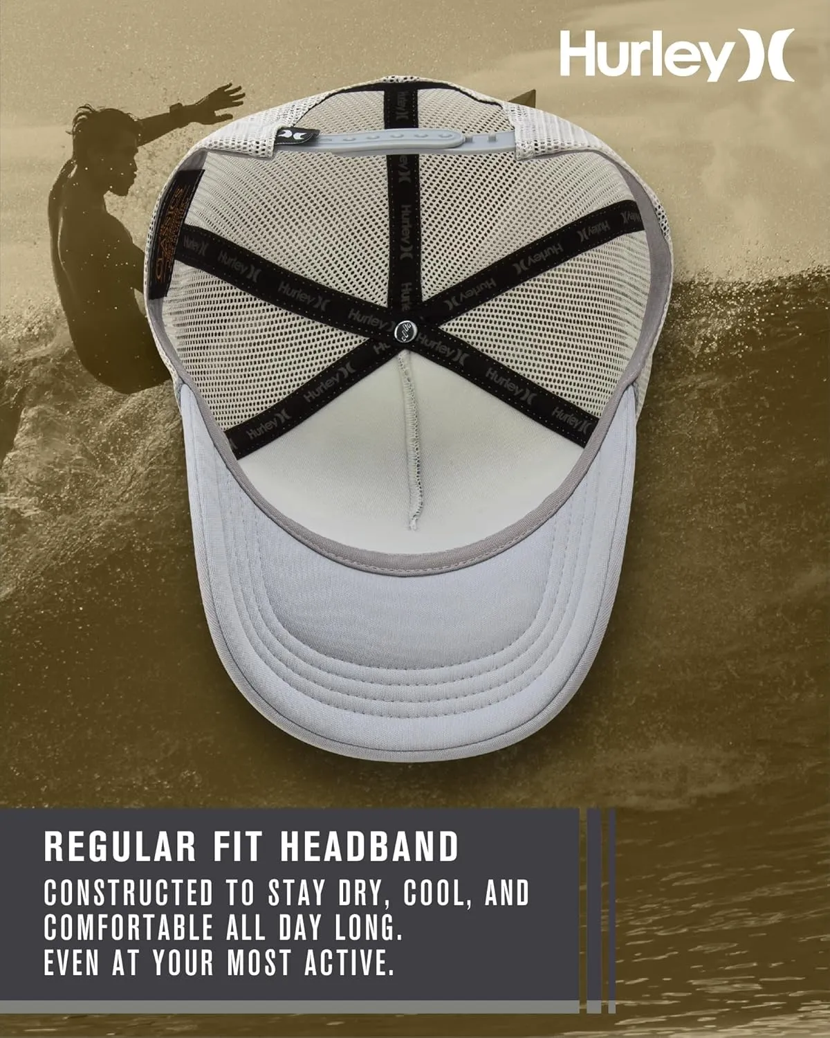 Hurley Men's Rincon Trucker Hat - Breathable Mesh Sides, Curved Bill, Adjustable Snap Closure - Trucker Hats for Men
