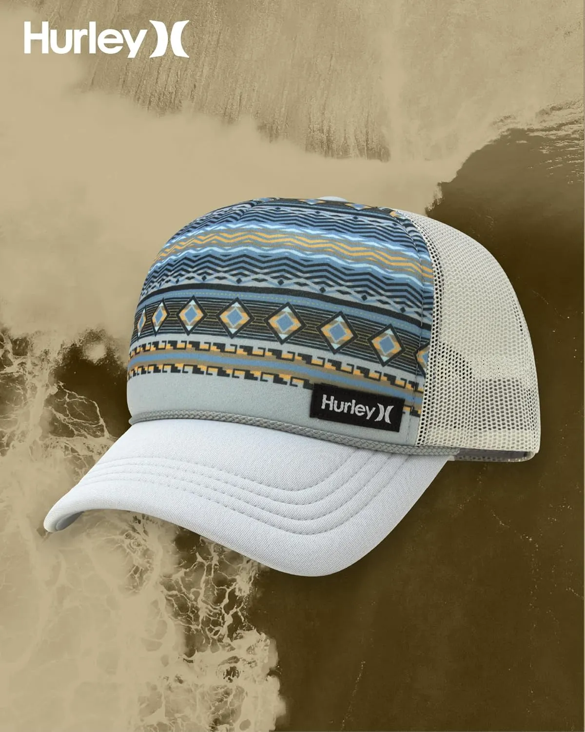 Hurley Men's Rincon Trucker Hat - Breathable Mesh Sides, Curved Bill, Adjustable Snap Closure - Trucker Hats for Men