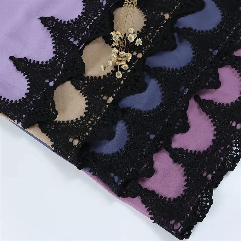 Lace Chiffon Embroidered Hijab Scarves For Muslim Women Patchwork Wraps And Shawls