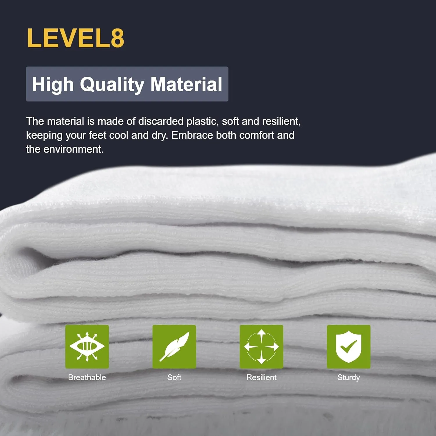 LEVEL8 Mens Work Crew Socks, Comfy Mid Calf Dress Socks, Moisture Wicking, Running and Exercise, 6 Pairs