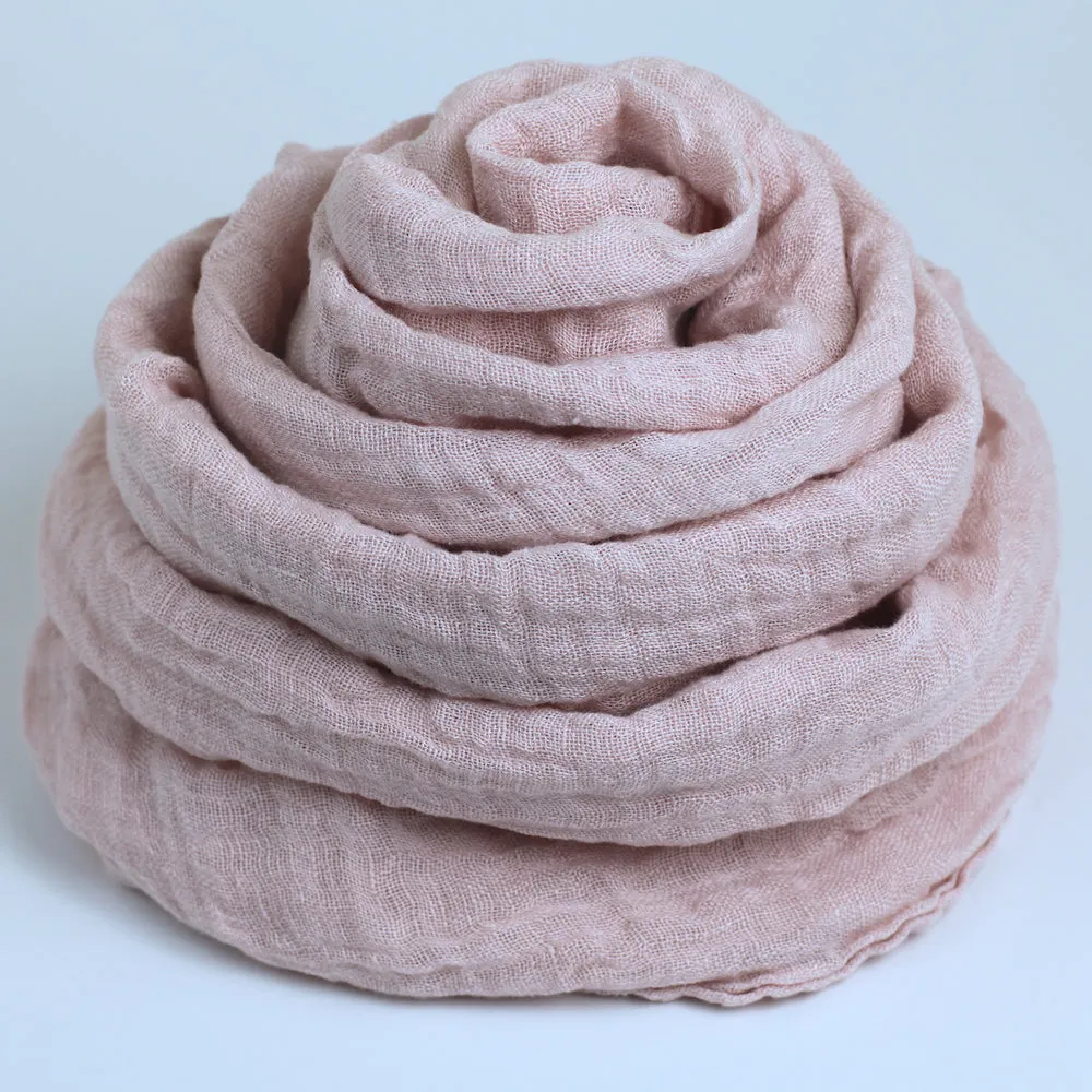 Linen Scarf - Stonewashed - Dusty Rose Gauze - Thin Linen