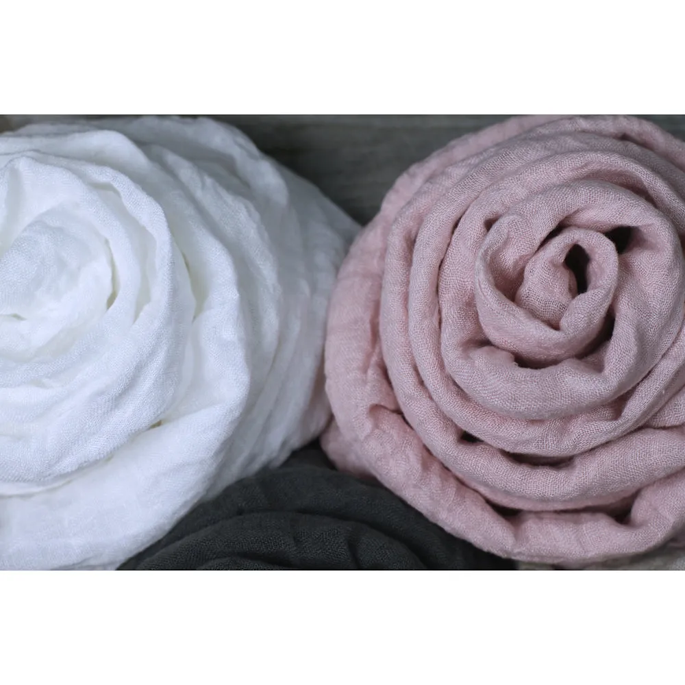 Linen Scarf - Stonewashed - Dusty Rose Gauze - Thin Linen