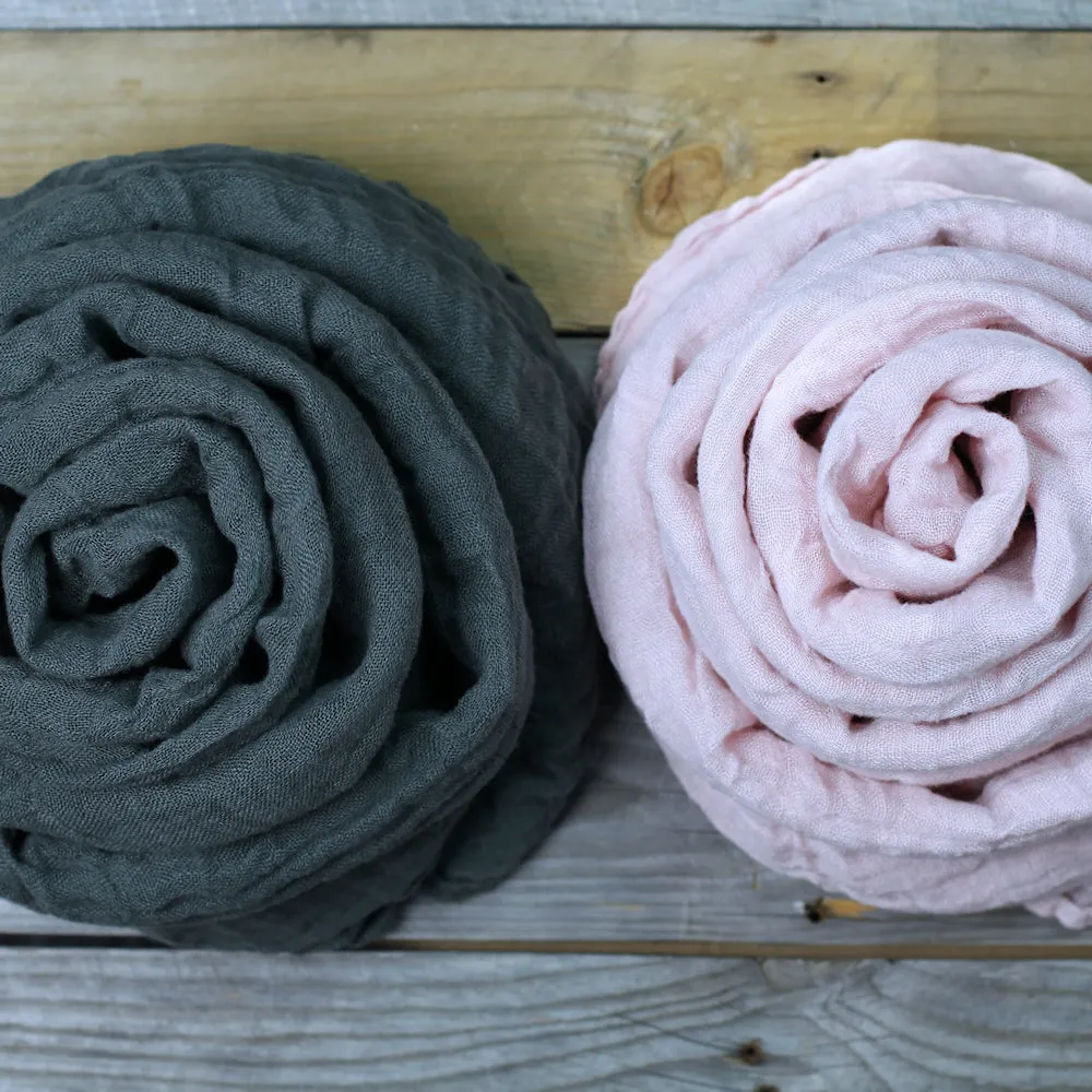 Linen Scarf - Stonewashed - Dusty Rose Gauze - Thin Linen