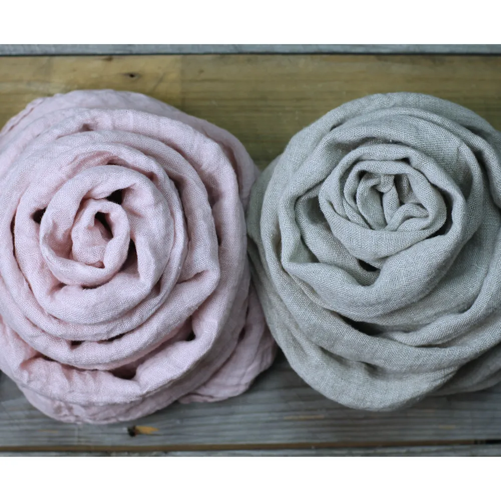Linen Scarf - Stonewashed - Dusty Rose Gauze - Thin Linen