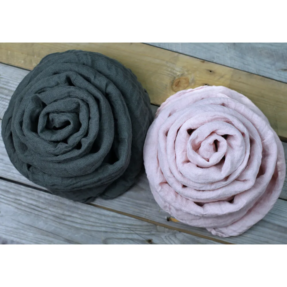 Linen Scarf - Stonewashed - Dusty Rose Gauze - Thin Linen