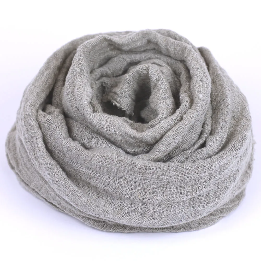 Linen Scarf - Stonewashed - Natural - Loose Open Weave - Frayed Edges - Thin Linen