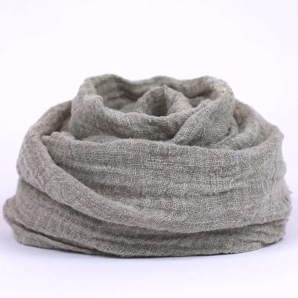 Linen Scarf - Stonewashed - Natural - Loose Open Weave - Frayed Edges - Thin Linen