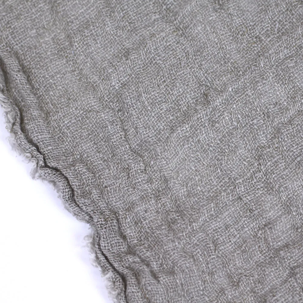 Linen Scarf - Stonewashed - Natural - Loose Open Weave - Frayed Edges - Thin Linen