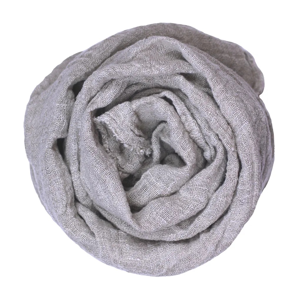 Linen Scarf - Stonewashed - Natural - Loose Open Weave - Frayed Edges - Thin Linen
