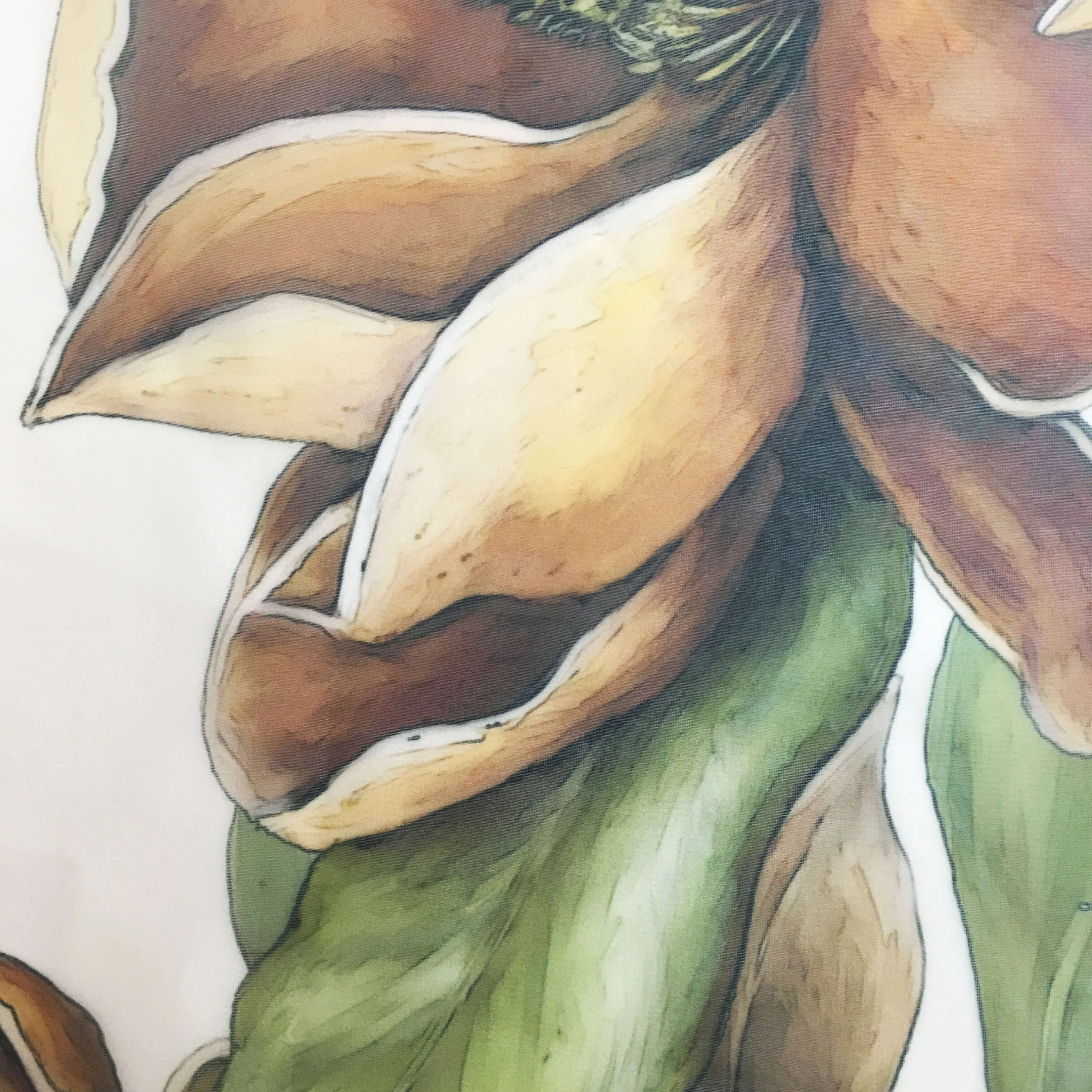 Magnolia, Chiffon Scarf, Woman Scarf, All season scarf, Lightweight Scarf, hand painted scarf,ladies scarf, artist scarf
