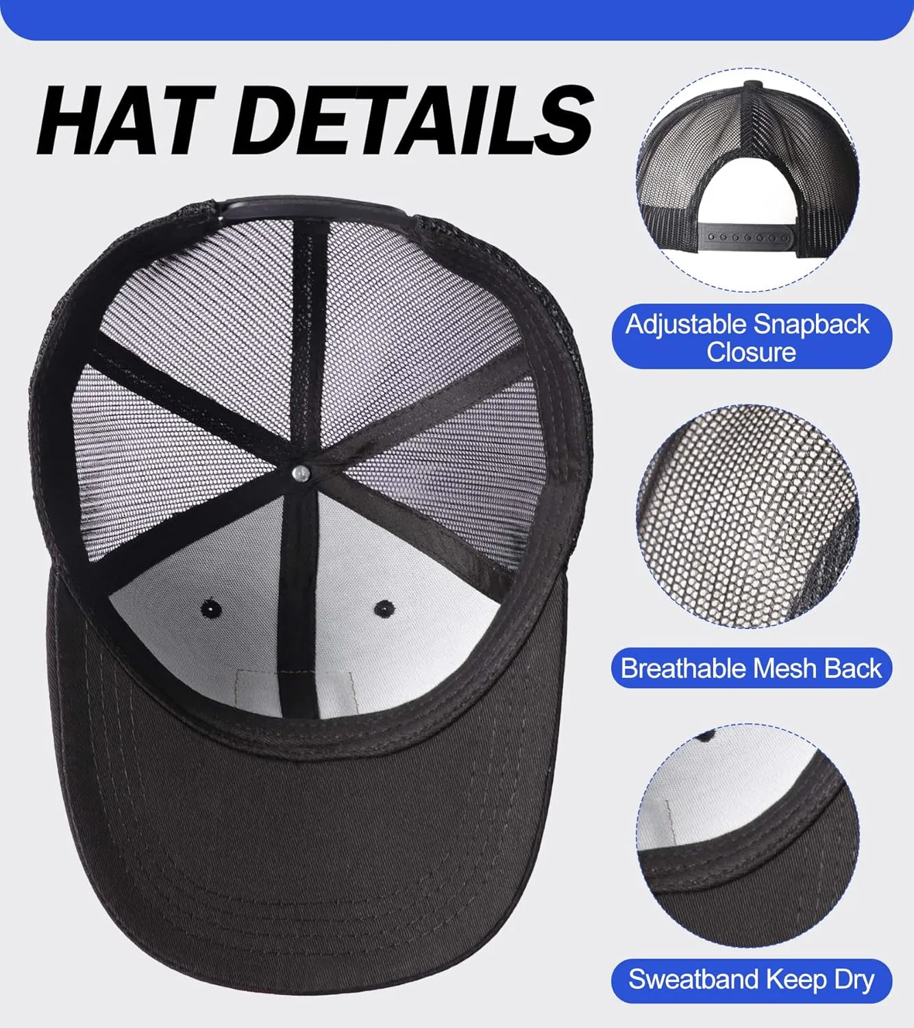 Mens Oversized XXL Baseball Caps Leather Pattern Trucker Hat Outdoor Breathable Mesh Snapback Baseball Hat Gifts for Big Head